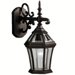 Townhouse Scrolls Top Mount Outdoor Wall Light - Black / Clear