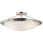 42025 Semi Flush Ceiling Light - Brushed Nickel / Etched Glass