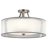 Lacey Semi Flush Ceiling Light - Antique Pewter / Satin Etched