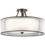 Lacey Semi Flush Ceiling Light - Mission Bronze / Satin Etched