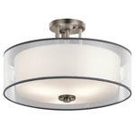 Tallie Semi Flush Ceiling Light - Antique Pewter / Satin Etched