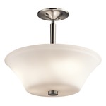 Aubrey Semi Flush Ceiling Light - Brushed Nickel / Satin Etched