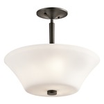 Aubrey Semi Flush Ceiling Light - Olde Bronze / Satin Etched