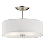 Shailene Round Semi Flush Ceiling Light - Brushed Nickel / White