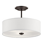 Shailene Round Semi Flush Ceiling Light - Olde Bronze / White