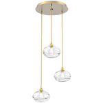 Coppa Round Multi Light Pendant - Gilded Brass / Optic Clear