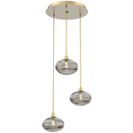 Coppa Round Multi Light Pendant - Gilded Brass / Optic Smoke