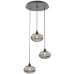 Coppa Round Multi Light Pendant - Matte Black / Optic Smoke