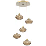 Coppa Round Multi Light Pendant - Gilded Brass / Optic Bronze