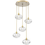 Coppa Round Multi Light Pendant - Gilded Brass / Optic Clear