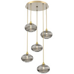 Coppa Round Multi Light Pendant - Gilded Brass / Optic Smoke
