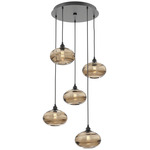 Coppa Round Multi Light Pendant - Matte Black / Optic Bronze