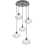 Coppa Round Multi Light Pendant - Matte Black / Optic Clear