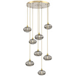 Coppa Round Multi Light Pendant - Gilded Brass / Optic Smoke