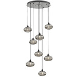Coppa Round Multi Light Pendant - Matte Black / Optic Smoke