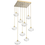 Coppa Square Multi Light Pendant - Gilded Brass / Optic Clear