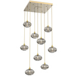 Coppa Square Multi Light Pendant - Gilded Brass / Optic Smoke