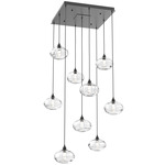 Coppa Square Multi Light Pendant - Matte Black / Optic Clear