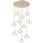 Coppa Round Multi Light Pendant - Gilded Brass / Optic Clear