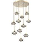 Coppa Round Multi Light Pendant - Gilded Brass / Optic Smoke