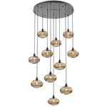 Coppa Round Multi Light Pendant - Matte Black / Optic Bronze