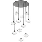 Coppa Round Multi Light Pendant - Matte Black / Optic Clear