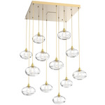 Coppa Square Multi Light Pendant - Gilded Brass / Optic Clear