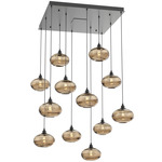 Coppa Square Multi Light Pendant - Matte Black / Optic Bronze