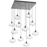 Coppa Square Multi Light Pendant - Matte Black / Optic Clear