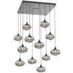 Coppa Square Multi Light Pendant - Matte Black / Optic Smoke