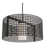 Tweed Drum Pendant - Matte Black / Frosted