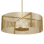 Tweed Drum Pendant - Gilded Brass / Frosted