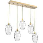 Ellisse Linear Multi Light Pendant - Gilded Brass / Optic Clear