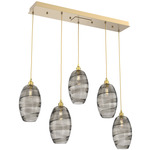 Ellisse Linear Multi Light Pendant - Gilded Brass / Optic Smoke