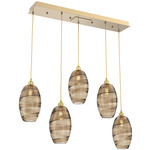 Ellisse Linear Multi Light Pendant - Gilded Brass / Optic Bronze