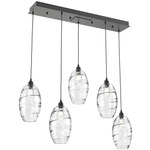 Ellisse Linear Multi Light Pendant - Matte Black / Optic Clear