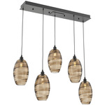 Ellisse Linear Multi Light Pendant - Matte Black / Optic Bronze