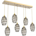 Ellisse Linear Multi Light Pendant - Gilded Brass / Optic Smoke