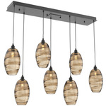 Ellisse Linear Multi Light Pendant - Matte Black / Optic Bronze