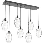 Ellisse Linear Multi Light Pendant - Matte Black / Optic Clear