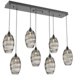Ellisse Linear Multi Light Pendant - Matte Black / Optic Smoke