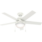 Anslee Ceiling Fan with Light - Fresh White / Fresh White / Natural Wood