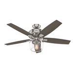 Bennett Ceiling Fan with Single Light - Brushed Nickel / Light Gray Oak / Greyed Walnut