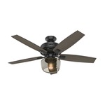 Bennett Ceiling Fan with Single Light - Matte Black / Greyed Walnut/Burnt Walnut