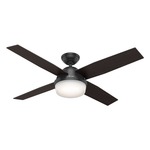 Dempsey Outdoor Ceiling Fan with Light - Matte Black / Black Willow / Dark Walnut