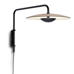 Ginger Swing Arm Wall Light - Matte Black / Oak / White Interior