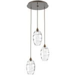 Ellisse Round Multi Light Pendant - Flat Bronze / Optic Clear