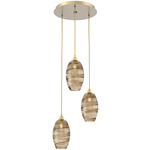 Ellisse Round Multi Light Pendant - Gilded Brass / Optic Bronze