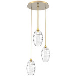 Ellisse Round Multi Light Pendant - Gilded Brass / Optic Clear