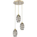 Ellisse Round Multi Light Pendant - Gilded Brass / Optic Smoke